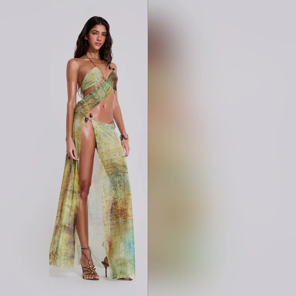 BB2. NWT JADED LONDON CANTHA ASYMMETRIC CUT OUT MAXI DRESS IN LAGOON - Picture 4 of 10